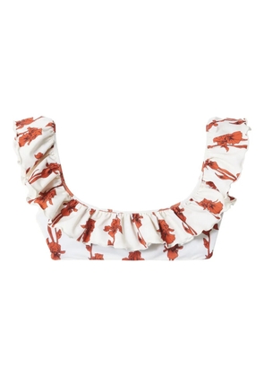 La DoubleJ ruffled bikini top - White