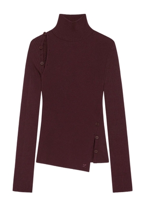 Courrèges buttoned ribbed turtleneck sweater - Red