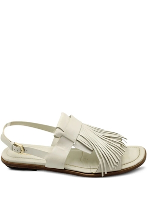 Tod's Vintage fringed slingback sandals - White