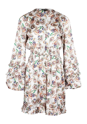 Maje paisley-print balloon-sleeve mini dress - White