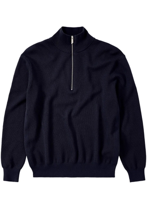 Closed half-zip ribbed-knit jumper - Blue