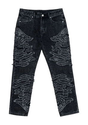 Free Refills zebra-pattern embellished jeans - Black