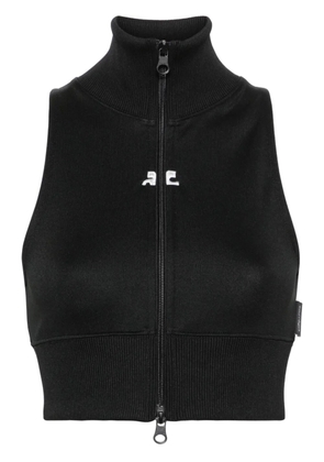 Courrèges zip-up cropped vest - Black