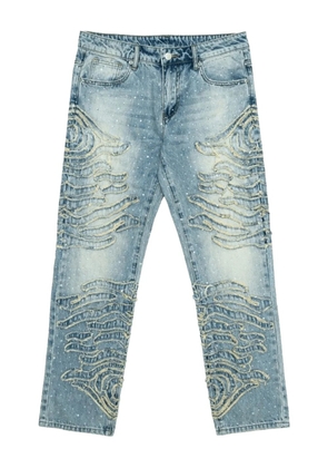 Free Refills zebra-pattern rhinestone jeans - Blue