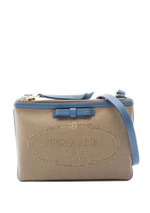 Prada Pre-Owned 2010s logo- jacquard crossbody bag - Neutrals