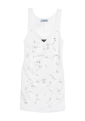 Prada Pre-Owned 2010s triangle-logo beaded dress - WHITE