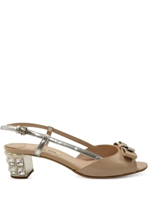 Miu Miu Pre-Owned bow-detail slingback sandals - Neutrals