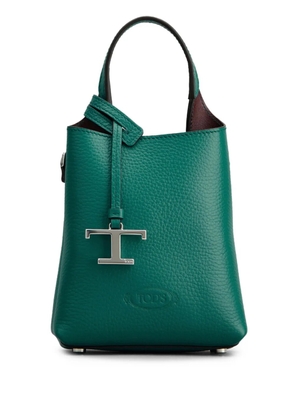 Tod's T-logo pebble-grain bucket bag - Green
