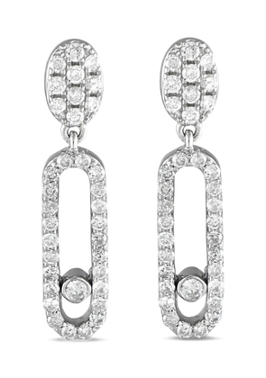 LB Exclusive 14K white gold Paperclip diamond earrings - Silver