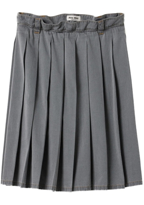 Miu Miu pleated chambray skirt - Grey