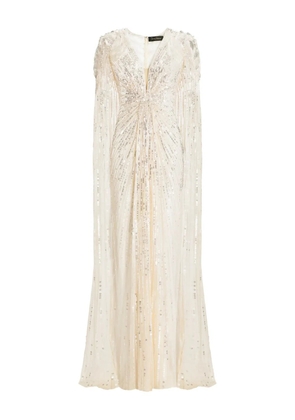 Jenny Packham Goldfinger sequin-embellished maxi dress - White