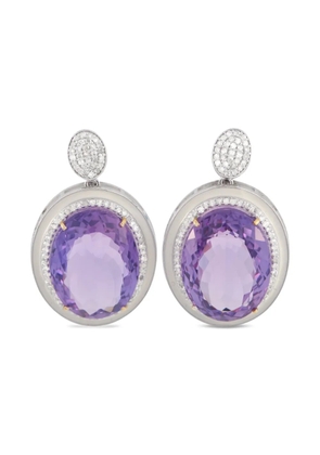 LB Exclusive 14K white gold amethyst diamond earrings - Silver