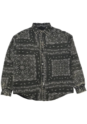 Purple Brand bandana-print faded cotton shirt - Black