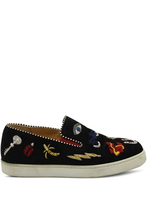 Christian Louboutin Pre-Owned suede slip-on sneakers - Black