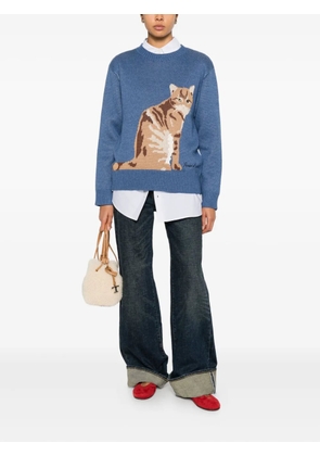 House of Sunny The ginger cat round-neck sweater - Blue