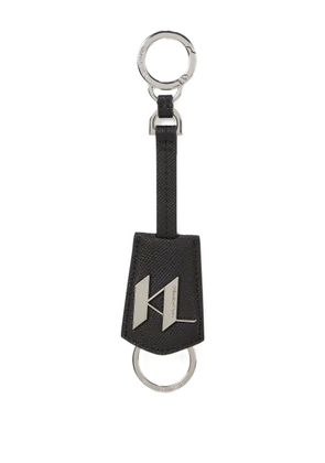 Karl Lagerfeld logo-plaque leather keychain - Black