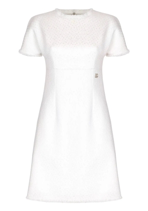 Dolce & Gabbana DNA appliqué-logo bouclé mini dress - White