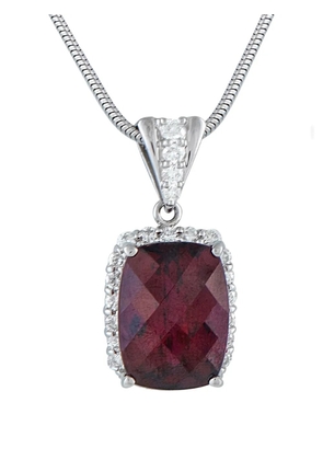 LB Exclusive platinum pendant diamond and rhodolite garnet necklace - Silver