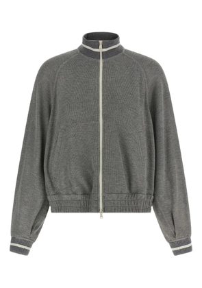 Brunello Cucinelli ribbed-knit cropped bomber jacket - Grey
