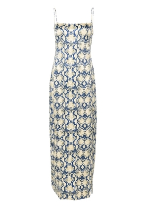 GANNI snake-print maxi dress - Neutrals