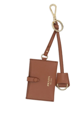 Prada leather cardholder keychain - Brown