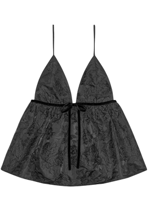 GANNI floral-jacquard flared tank top - Black
