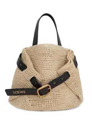 LOEWE mini Punch Hole rafia-crochet cross body bag - Neutrals