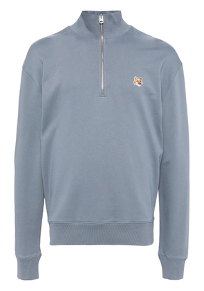 Maison Kitsuné Fox Head-patch half-zip sweatshirt - Blue