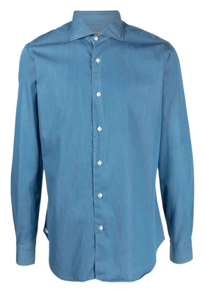 Barba spread-collar denim shirt - Blue