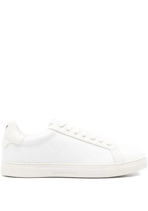 Emporio Armani leather-panelled lace-up sneakers - White