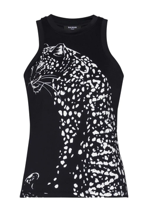 Balmain leopard-print halterneck top - Black