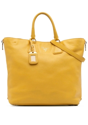 Prada Pre-Owned 2000-2025 Vitello Daino Side Zip Open Convertible Tote satchel - Yellow