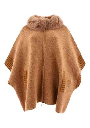 GIOVI fur-trimmed wool cape - Brown