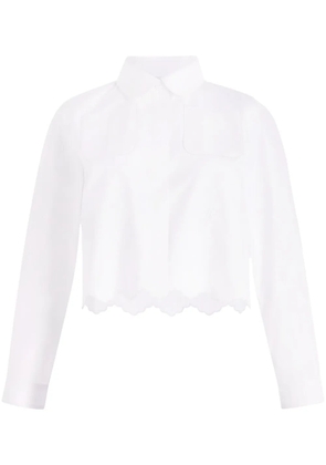 Patou cropped scalloped poplin shirt - White