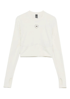 adidas by Stella McCartney logo-embellished long-sleeve T-shirt - Neutrals