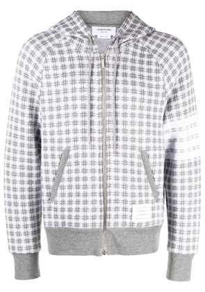 Thom Browne checked jacquard zip-up hoodie - Grey