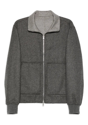Brunello Cucinelli check-pattern zip-up bomber jacket - Grey