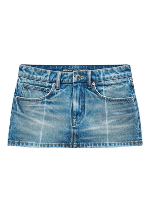 Alexander Wang faded fold-line denim skirt - Blue