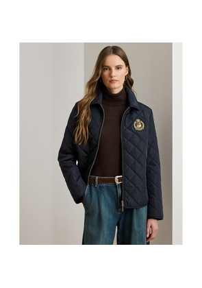 Crest-Patch Diamond-Quilted Jacket