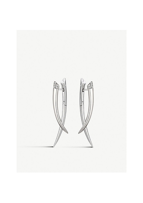 Womens Shaun Leane Crossover Sterling-Silver and 0.11ct White-Diamond Drop Earrings