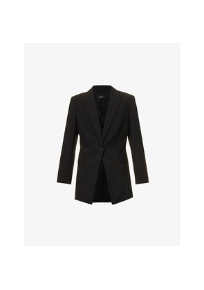 Womens Theory Etiennette Single-Breasted Relaxed-Fit Wool-Blend Jacket