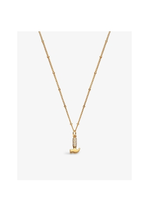 Womens La Maison Couture With Love Darling #8 Hammer 14ct Gold-Plated Vermeil Sterling-Silver and Zircon Pendant Necklace