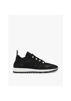 Womens Jimmy Choo Veles Pearl-Embellished Knitted Low-Top Trainers