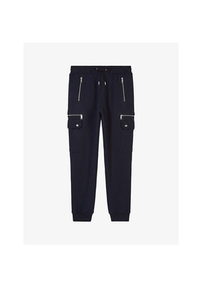 Mens The Kooples Drawstring-Waist Zipped-Pocket Cotton-Jersey Jogging Bottoms