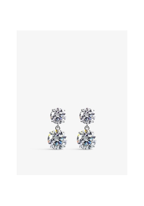 Womens Carat London Gia 9ct White-Gold and 3.00ct Cubic Zirconia Drop Earrings