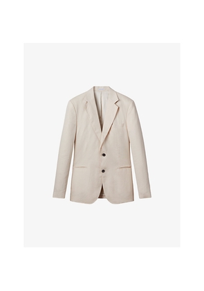 Mens Reiss Kin Notch-Lapel Slim-Fit Single-Breasted Linen Blazer