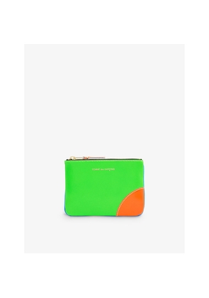 Comme Des Garcons Supor Fluo Logo-Print Leather Wallet