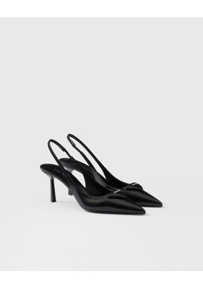 Brushed leather slingback pumps