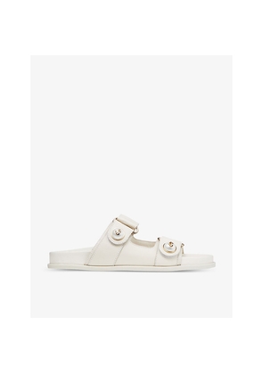 Womens Jimmy Choo Fayence Pearl-Embellished Leather Sandals