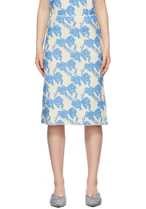 Maisie Wilen Blue & Beige Contender Mid-Length Skirt